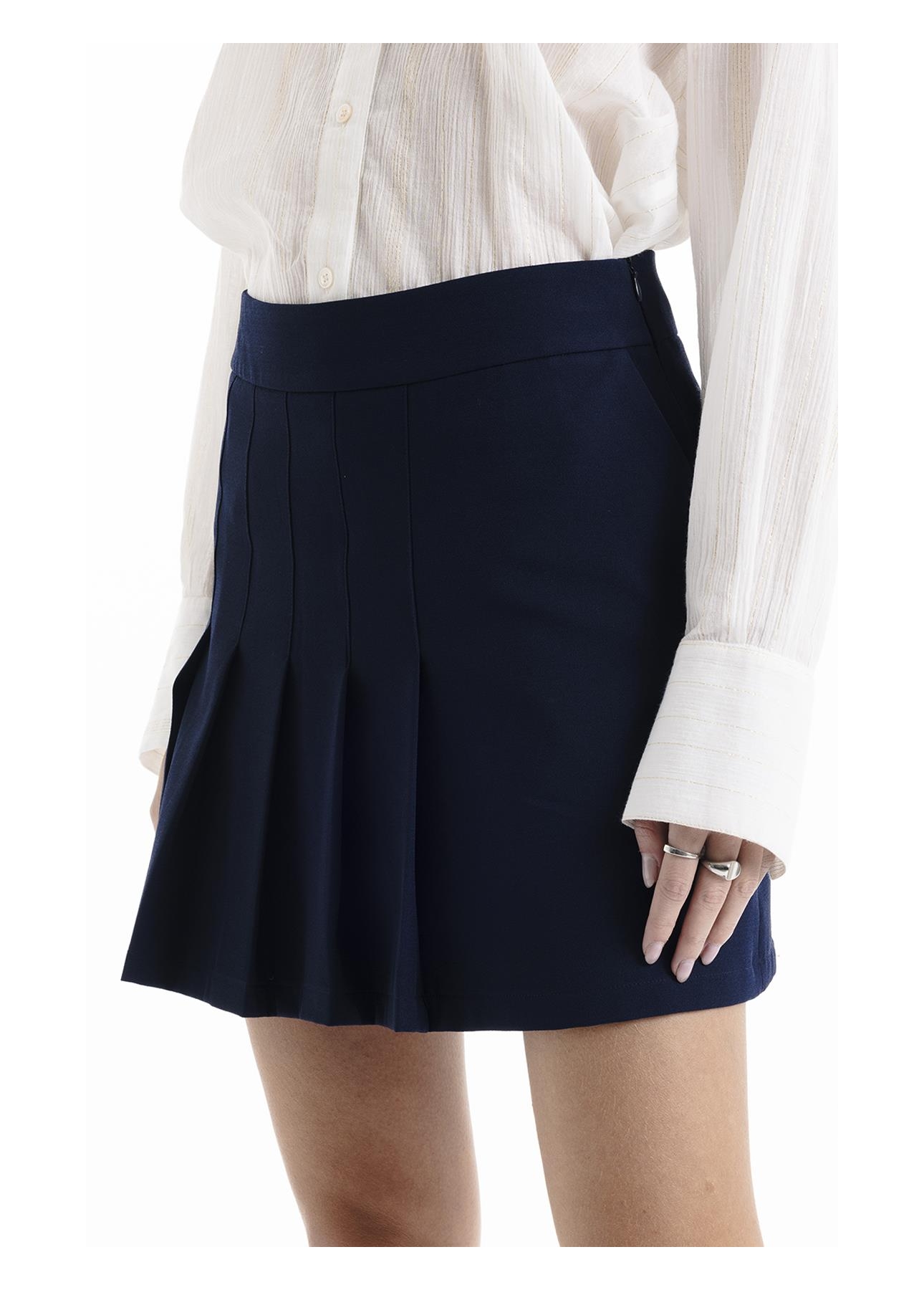 Crepe Way Pleated Mini Dark Navy