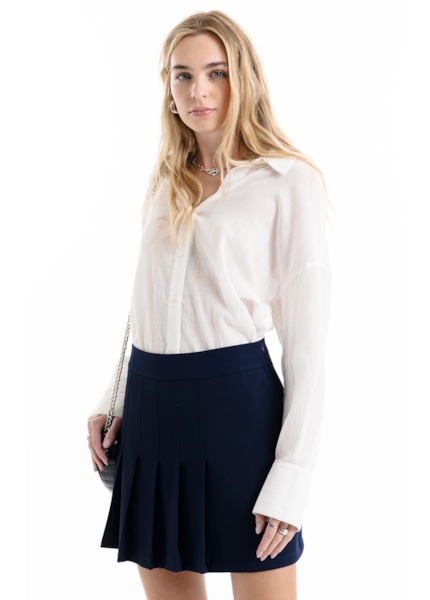 Crepe Way Pleated Mini Dark Navy