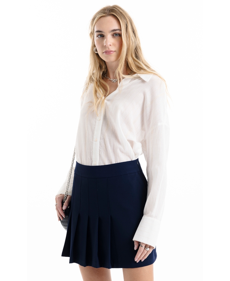Crepe Way Pleated Mini Dark Navy