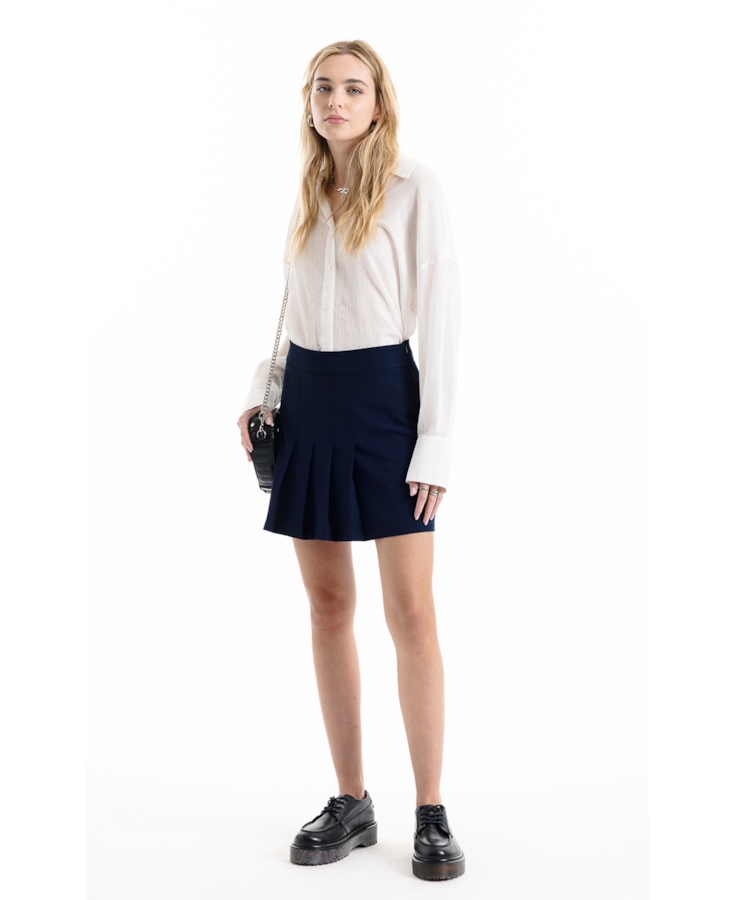 Crepe Way Pleated Mini Dark Navy