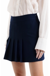 Crepe Way Pleated Mini Dark Navy