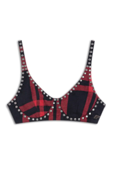 Crooped Xadrez Adjustment Vermelho