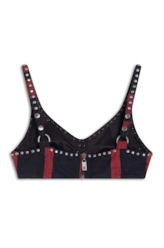 Crooped Xadrez Adjustment Vermelho