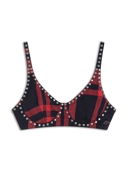 Crooped Xadrez Adjustment Vermelho