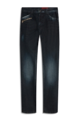Dark Forest Elastic (Slim) Zíper Lav.Escuro C/ Craquelado