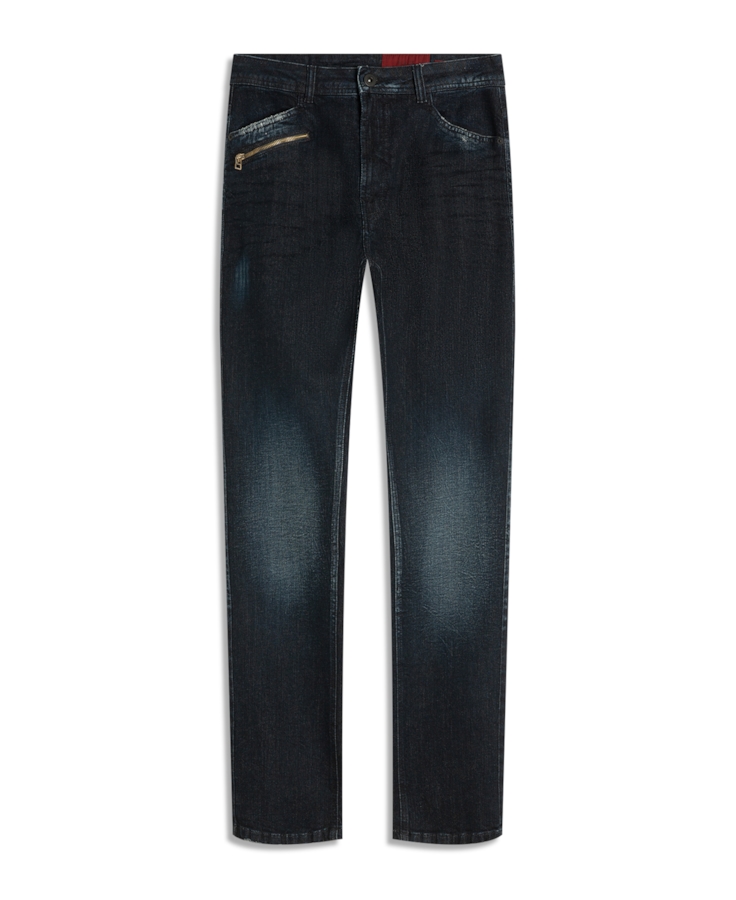 Dark Forest Elastic (Slim) Zíper Lav.Escuro C/ Craquelado
