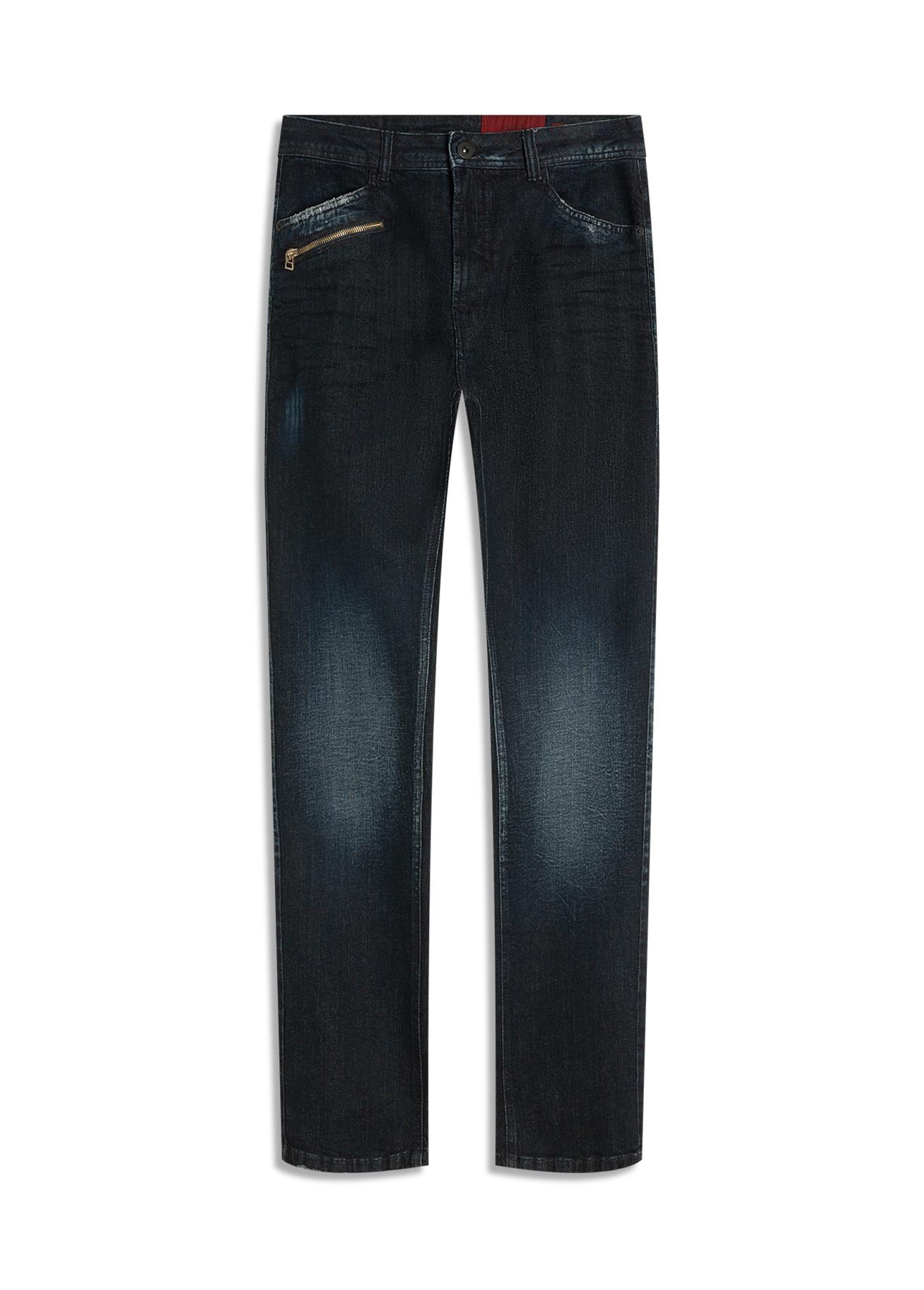 Dark Forest Elastic (Slim) Zíper Lav.Escuro C/ Craquelado