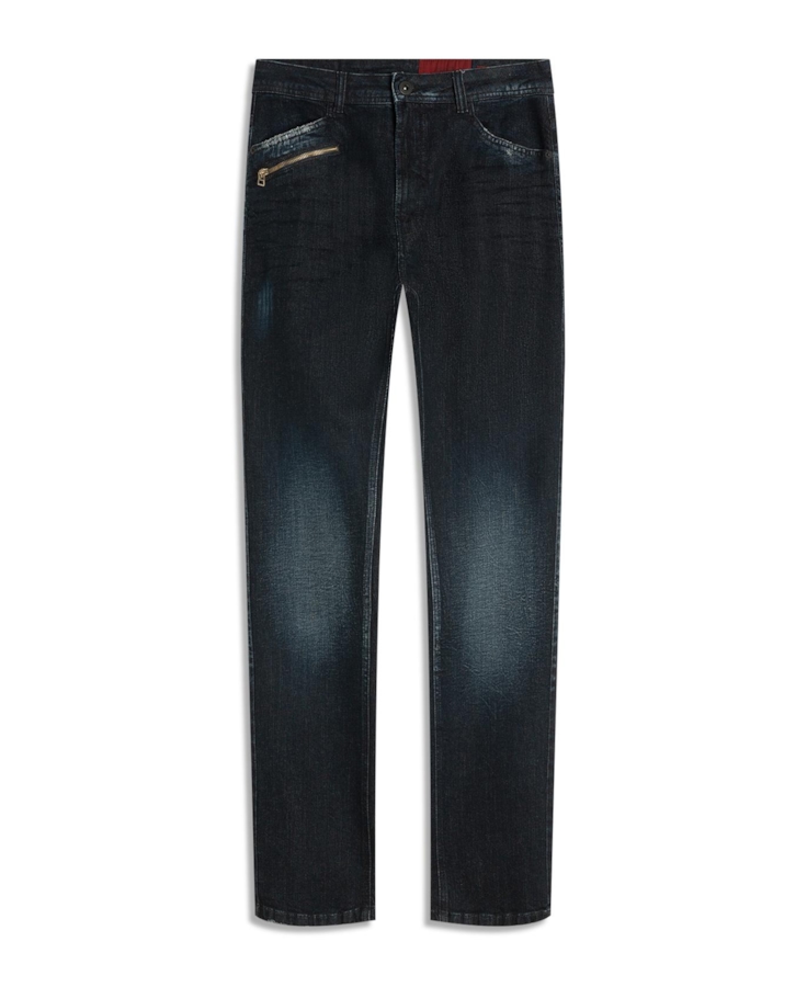 Dark Forest Elastic (Slim) Zíper Lav.Escuro C/ Craquelado