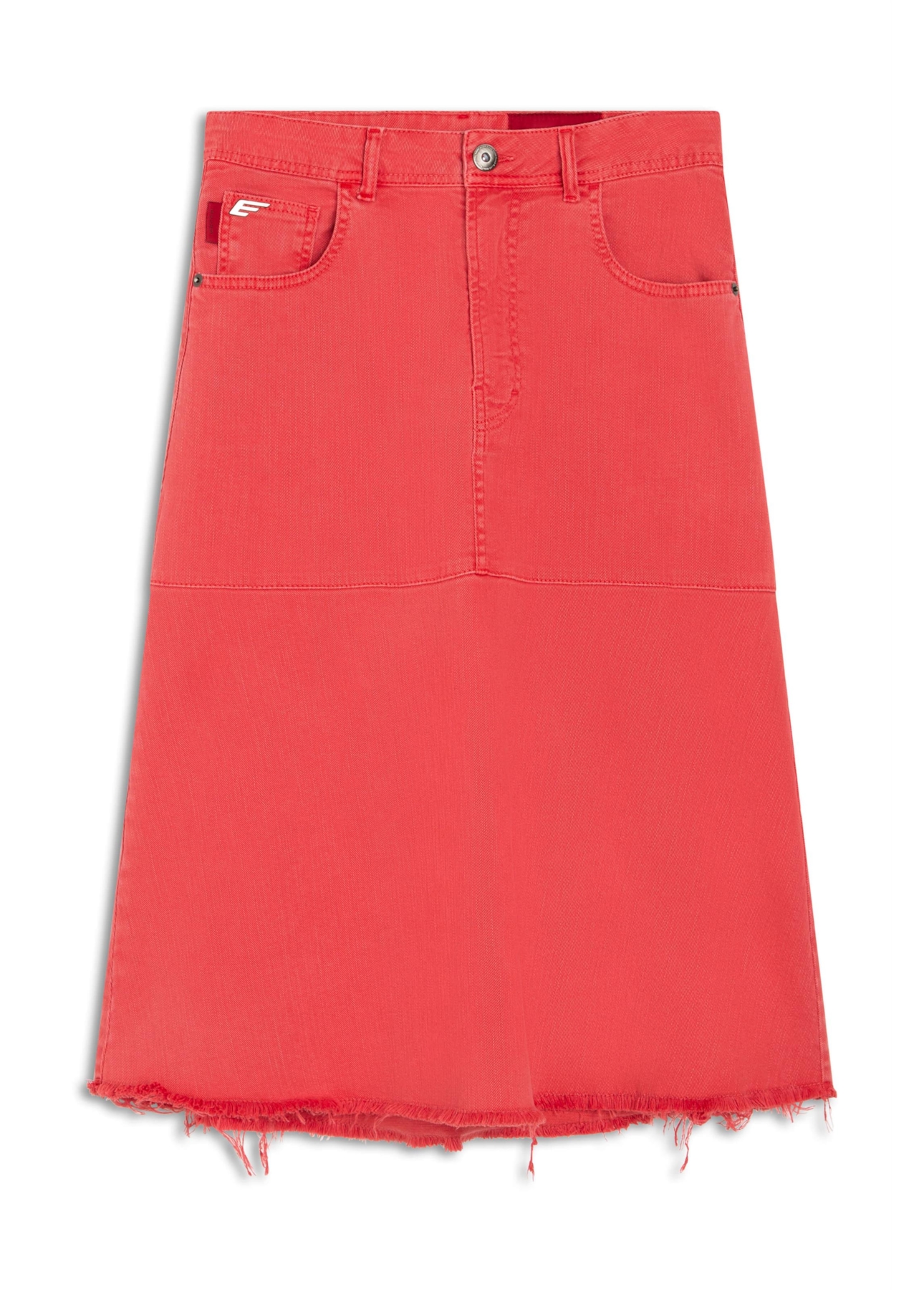 Denim Color Stretch Midi Evase Et Cour Cereja