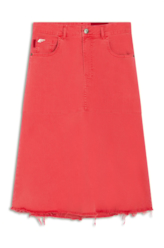 Denim Color Stretch Midi Evase Et Cour Cereja