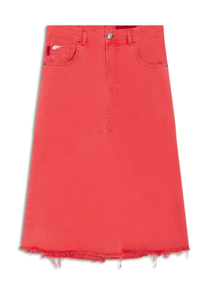 Denim Color Stretch Midi Evase Et Cour Cereja
