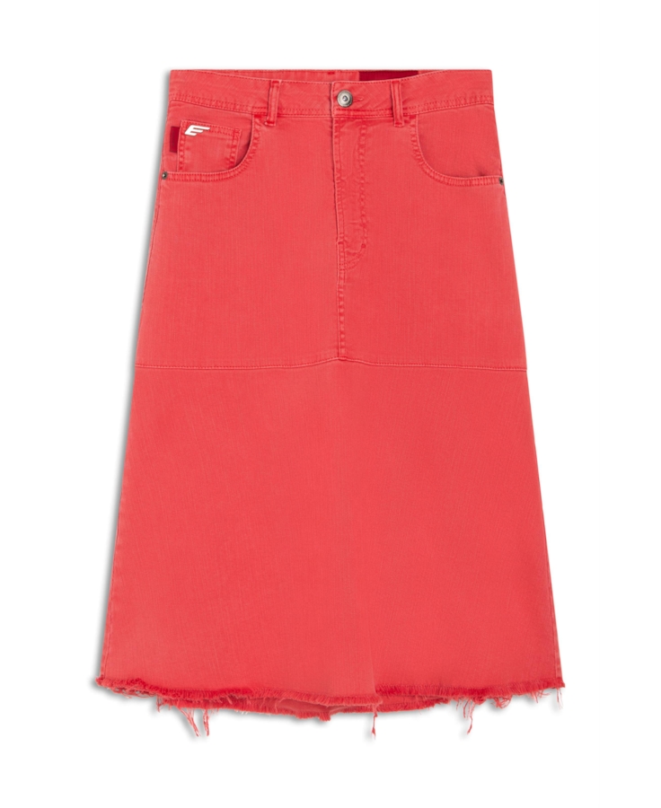 Denim Color Stretch Midi Evase Et Cour Cereja