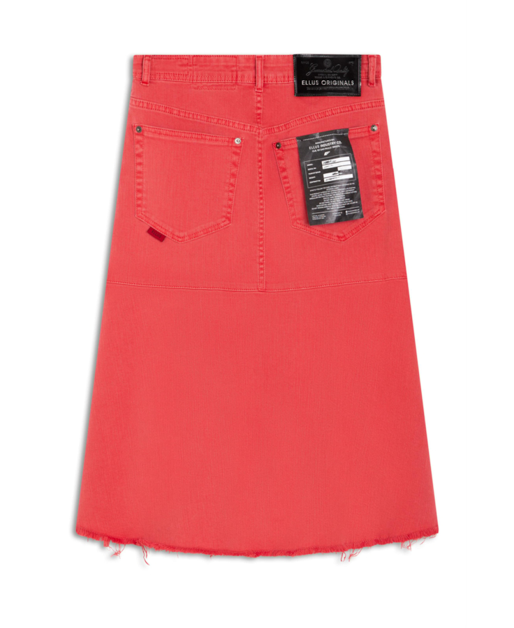 Denim Color Stretch Midi Evase Et Cour Cereja