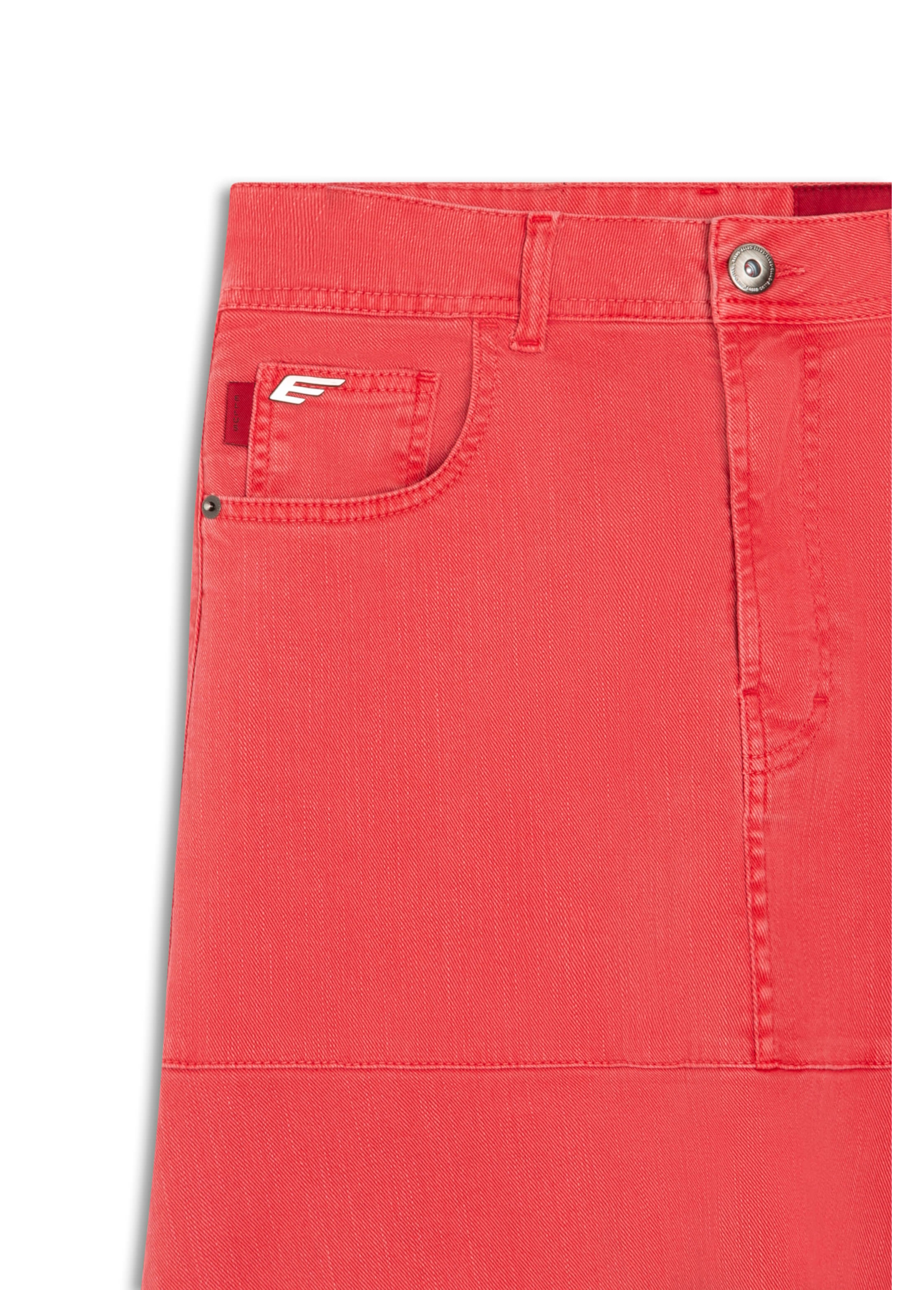 Denim Color Stretch Midi Evase Et Cour Cereja
