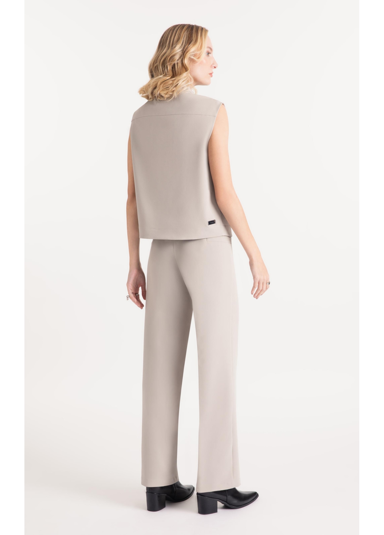 Double Color Pockets And Snap Buttons Cinza Claro