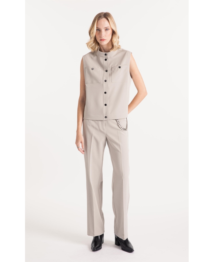 Double Color Thin Pockets Cinza Claro