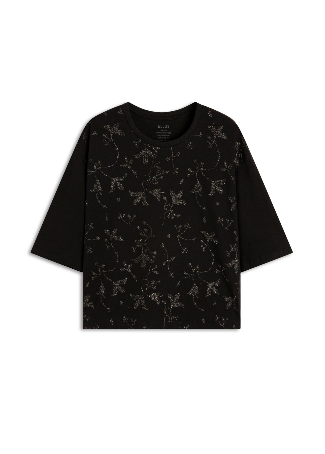 Ellus Boxy Cotton Texas Flowers Preto