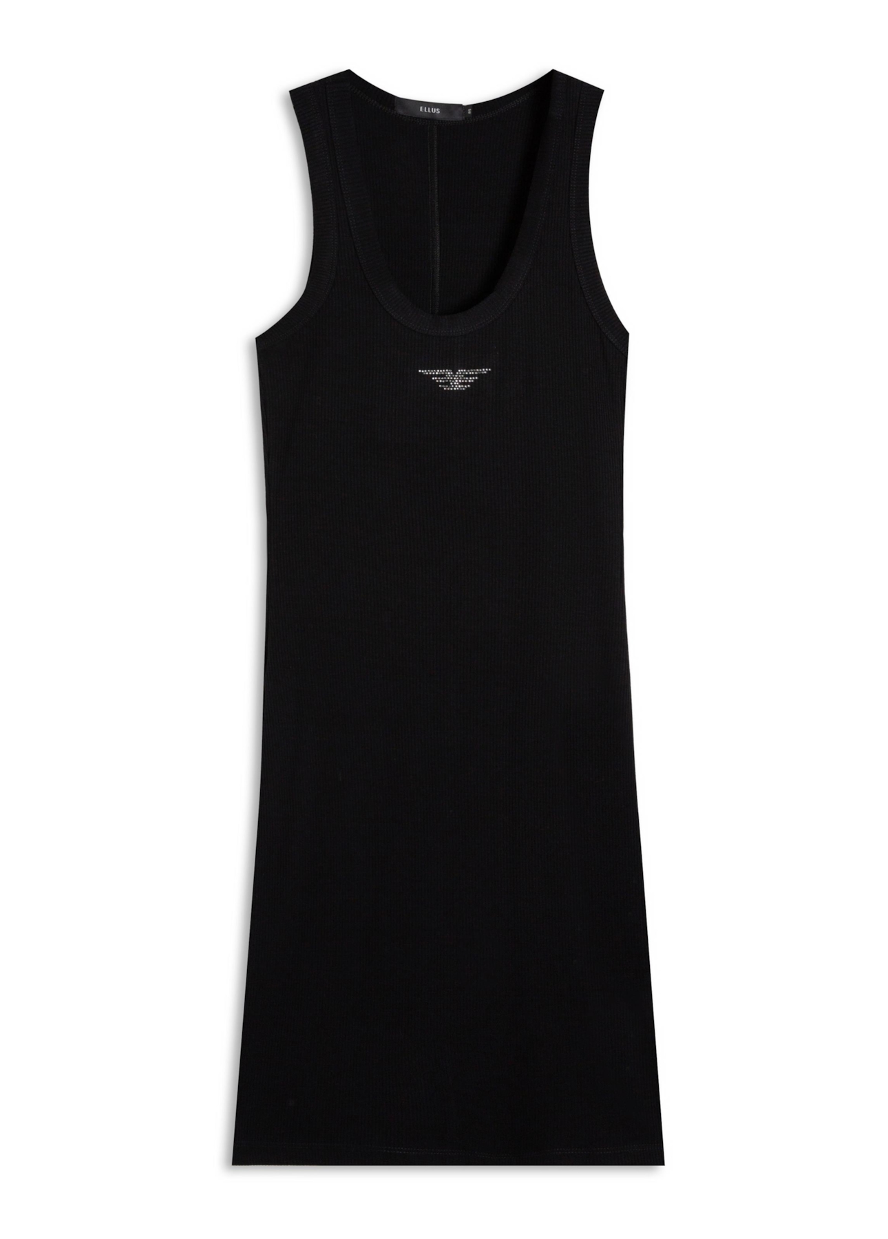 Ellus Dress Canelado Hotfix Preto
