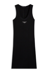 Ellus Dress Canelado Hotfix Preto