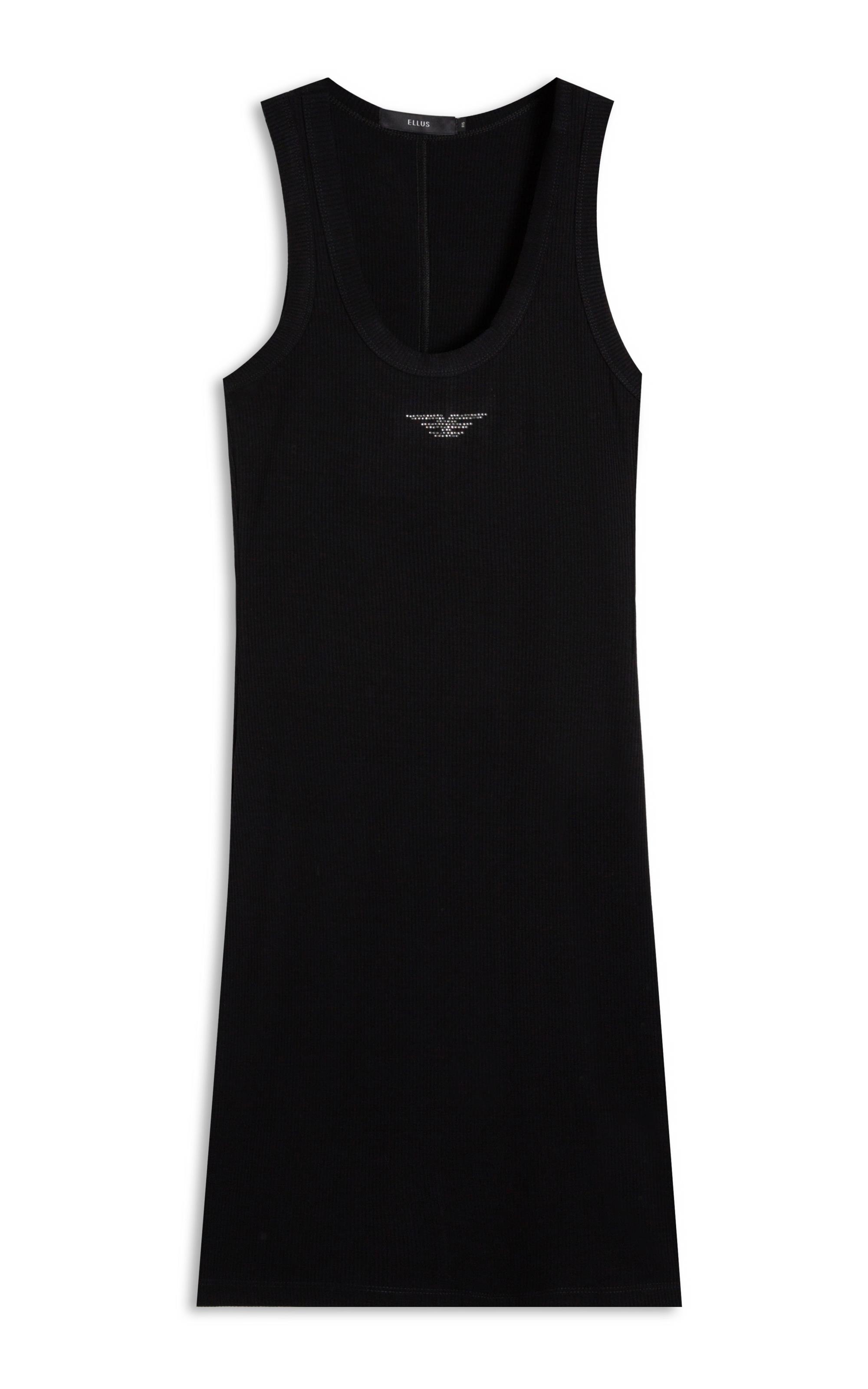 Ellus Dress Canelado Hotfix Preto