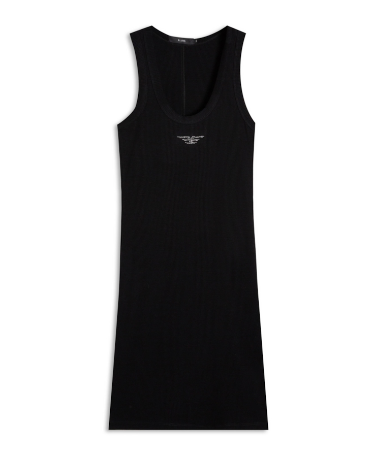 Ellus Dress Canelado Hotfix Preto