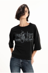 Ellus Rib Leather Print Preto