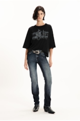 Ellus Rib Leather Print Preto