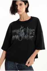 Ellus Rib Leather Print Preto