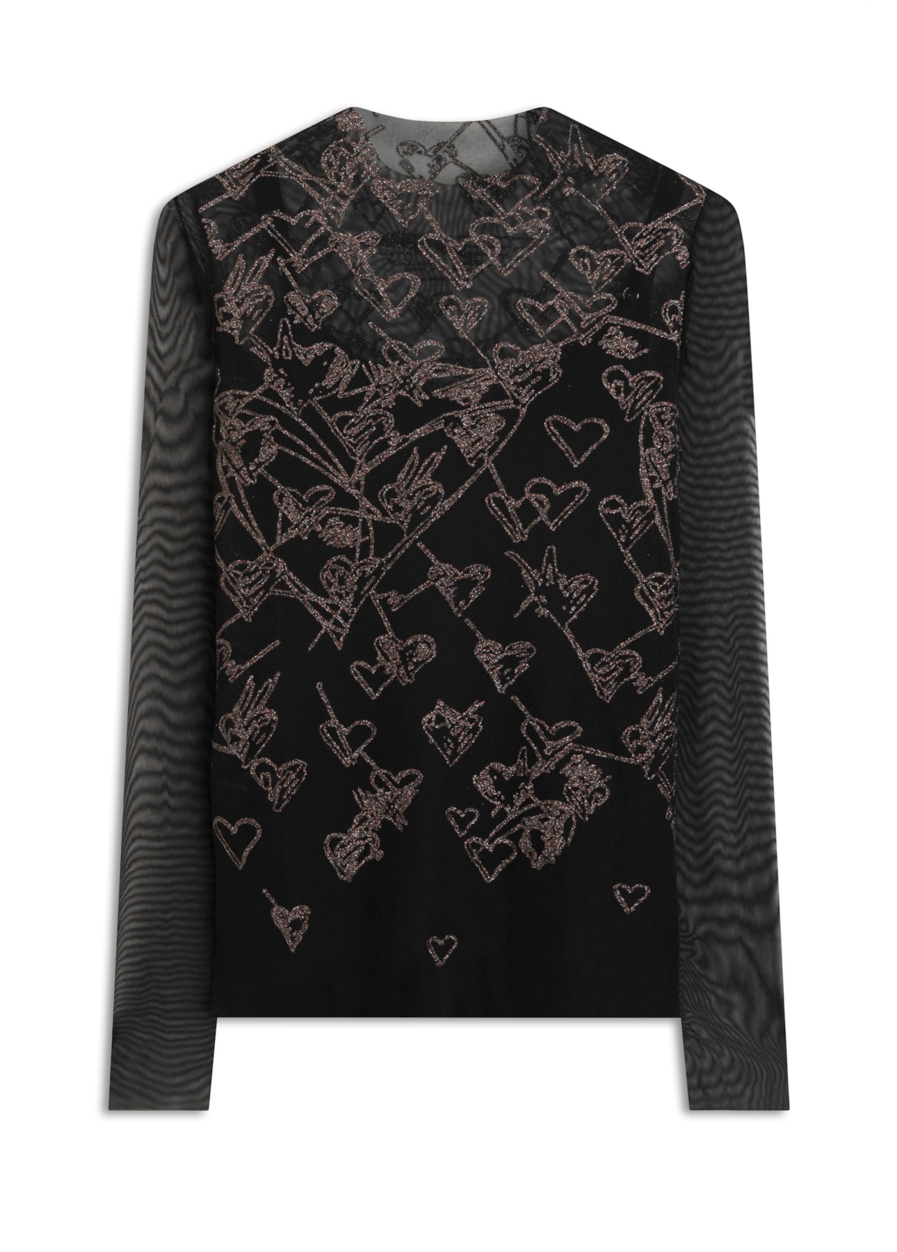 Ellus Tule Glitter Hearts Preto