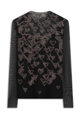 Ellus Tule Glitter Hearts Preto