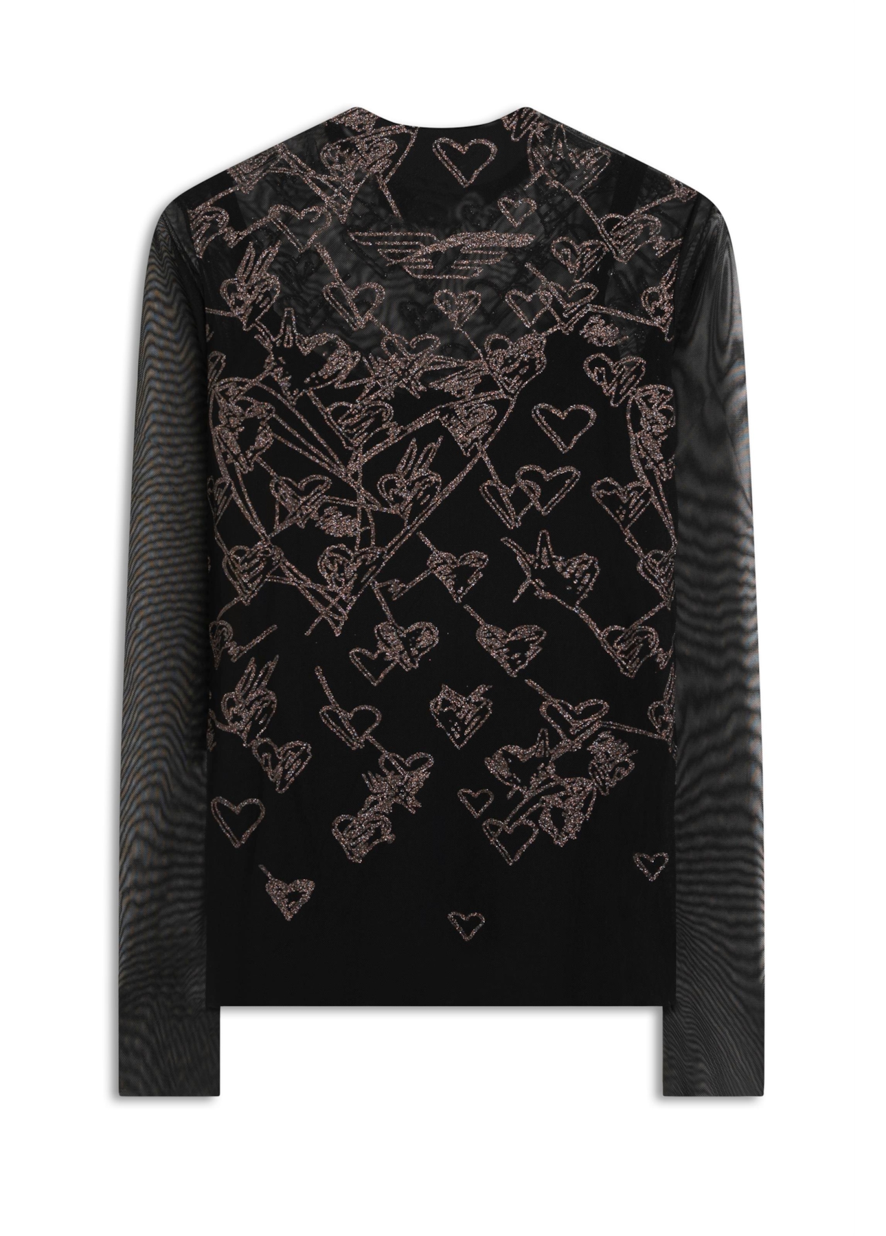Ellus Tule Glitter Hearts Preto