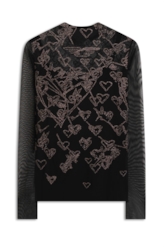 Ellus Tule Glitter Hearts Preto