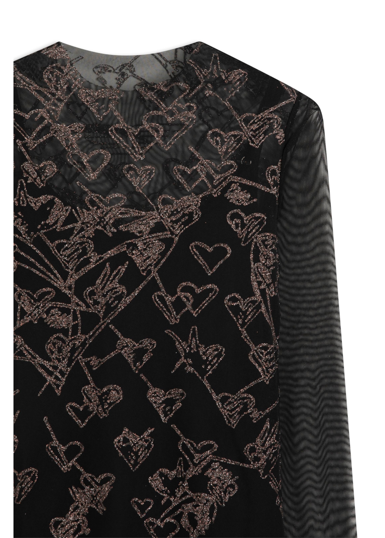 Ellus Tule Glitter Hearts Preto