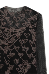 Ellus Tule Glitter Hearts Preto
