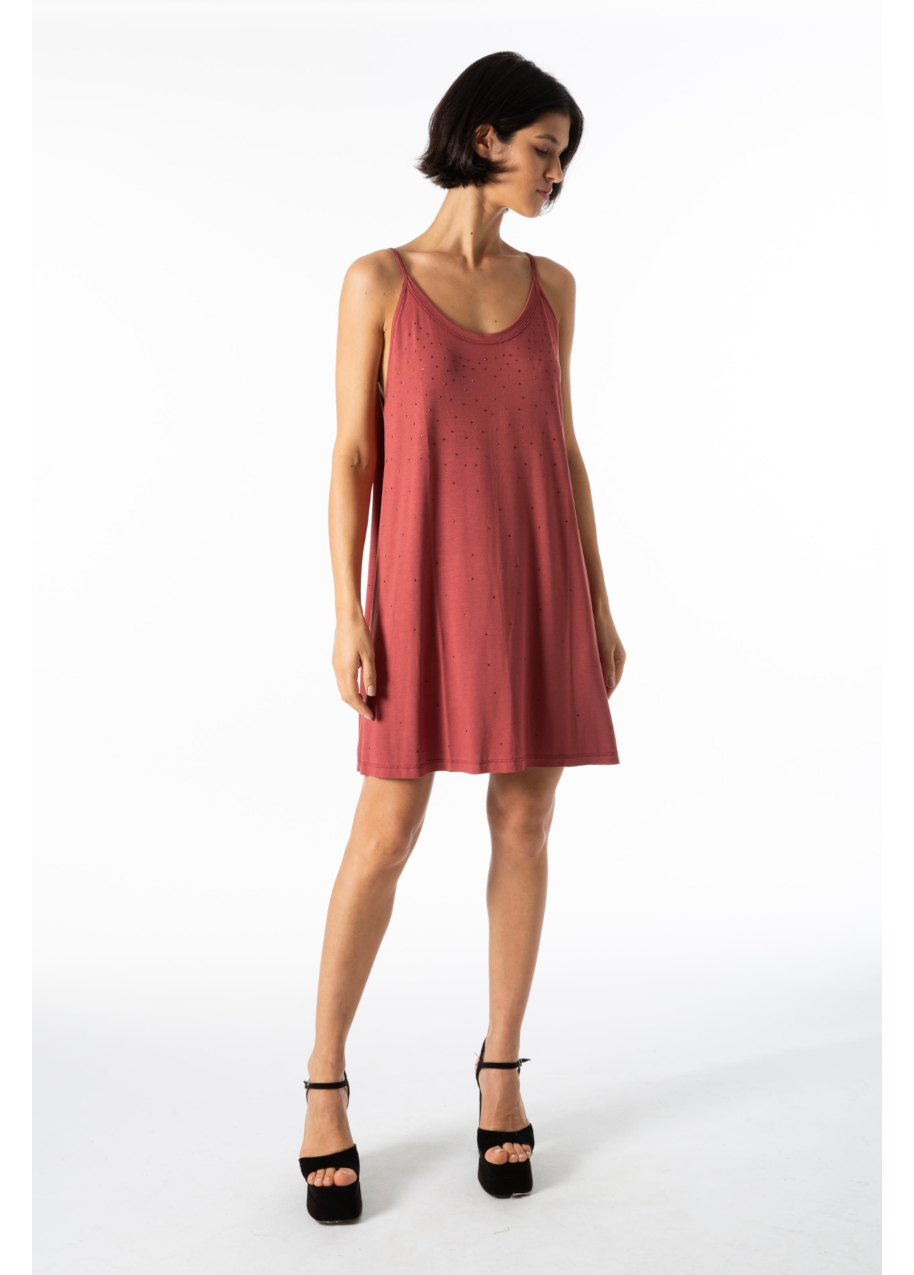 Ellus Viscotricot Hotfix Fluid Dress Sangria