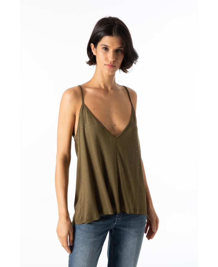 Ellus Viscotricot Hotfix Sleeveless Verde Militar