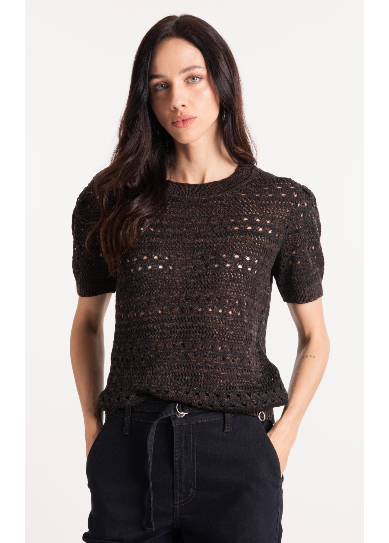 Flame T-Shirt Mix Stitches Mc Dark Brown