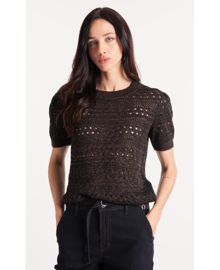 Flame T-Shirt Mix Stitches Mc Dark Brown