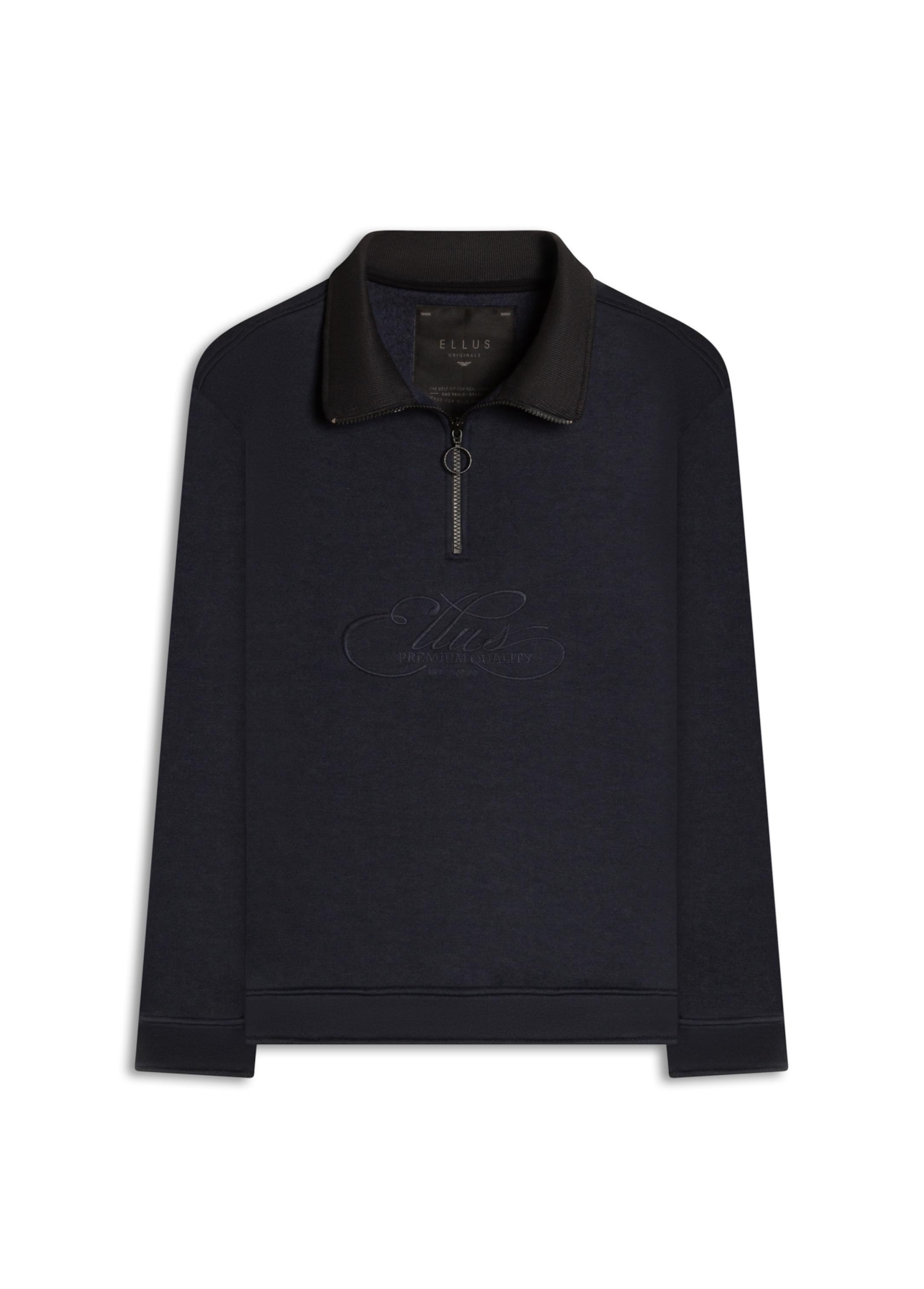 Fleece High Neck Collar Bordado Zipper Dark Navy