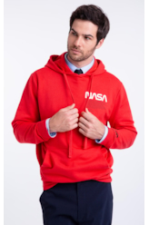 Fleece Nasa Worm Capuz Ml Vermelho
