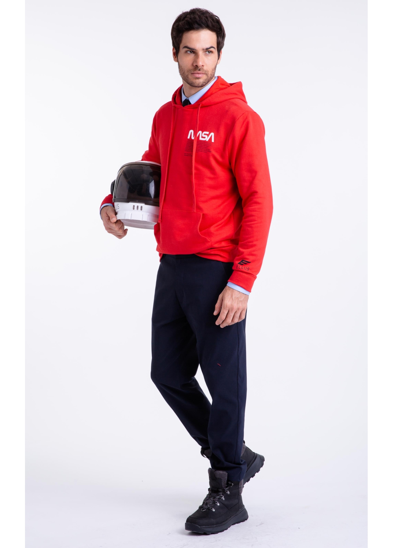Fleece Nasa Worm Capuz Ml Vermelho