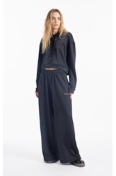 Fleece Shine Gothic Wide Leg Preto C/ Prata