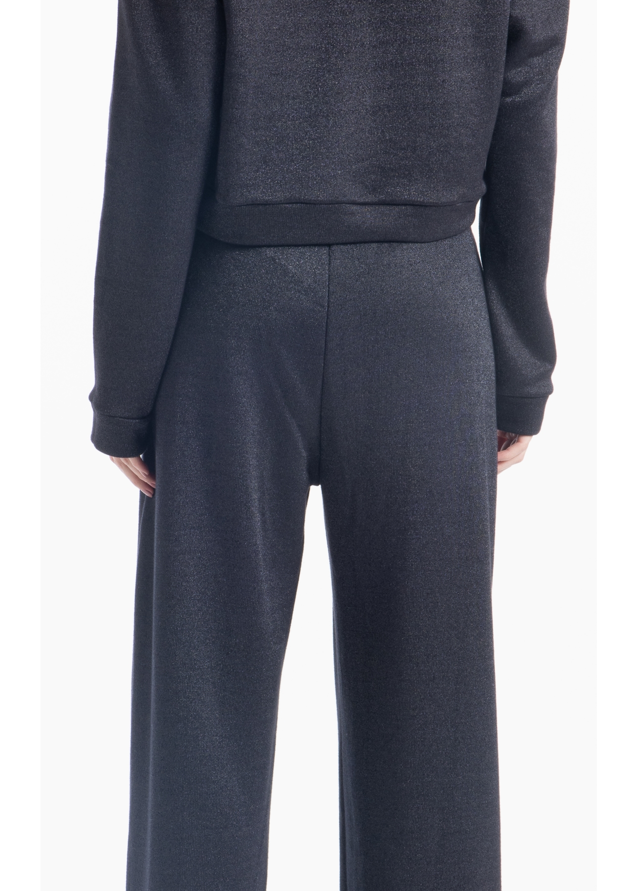 Fleece Shine Gothic Wide Leg Preto C/ Prata