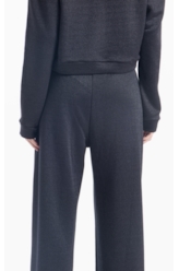 Fleece Shine Gothic Wide Leg Preto C/ Prata