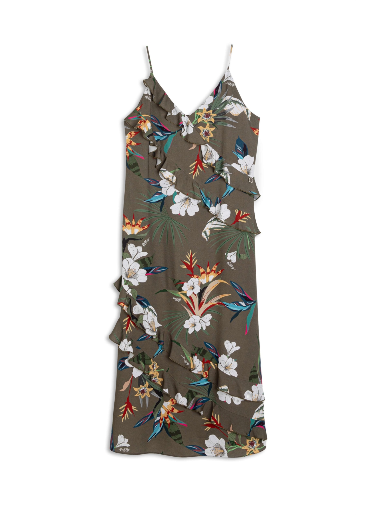 Flower Visco Ruffle Strap Midi Padrao 2
