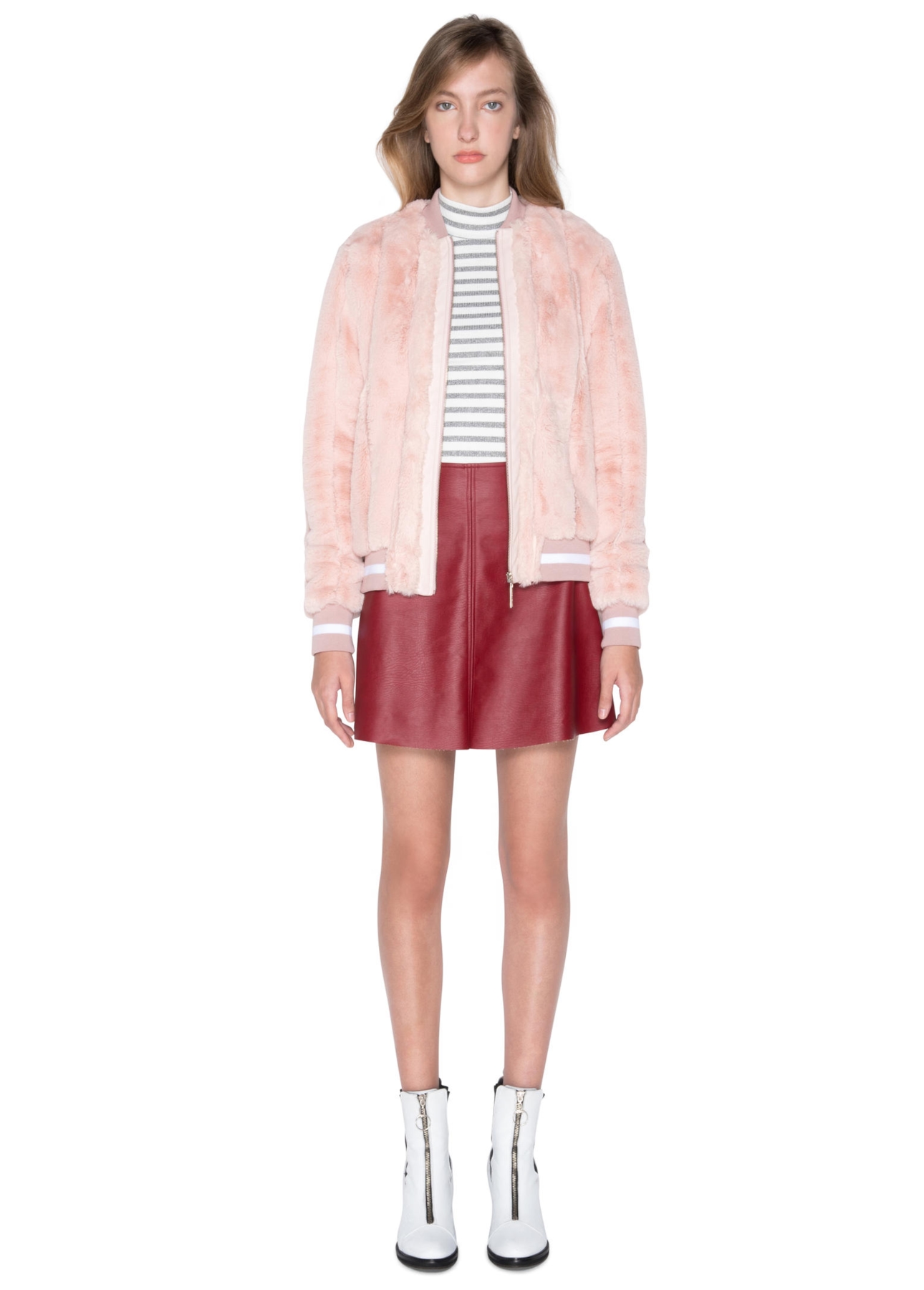 Fur Chinchila Bomber Rosê