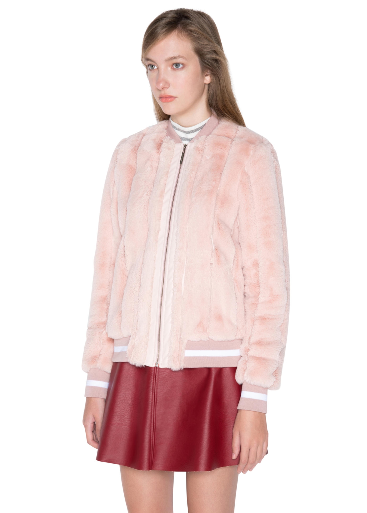 Fur Chinchila Bomber Rosê