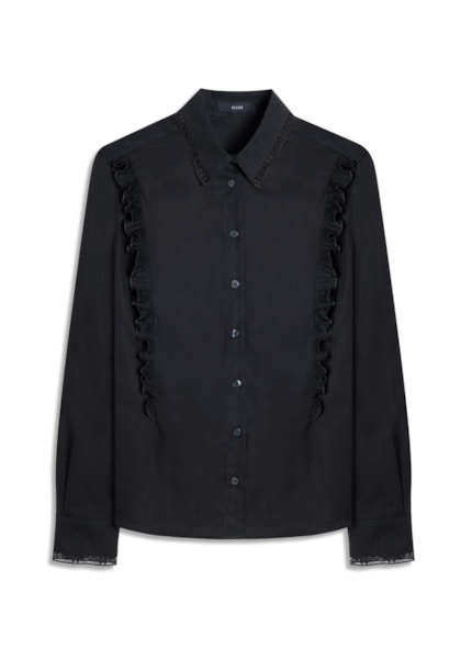 Galles Ruffled Shoulders Slim Preto