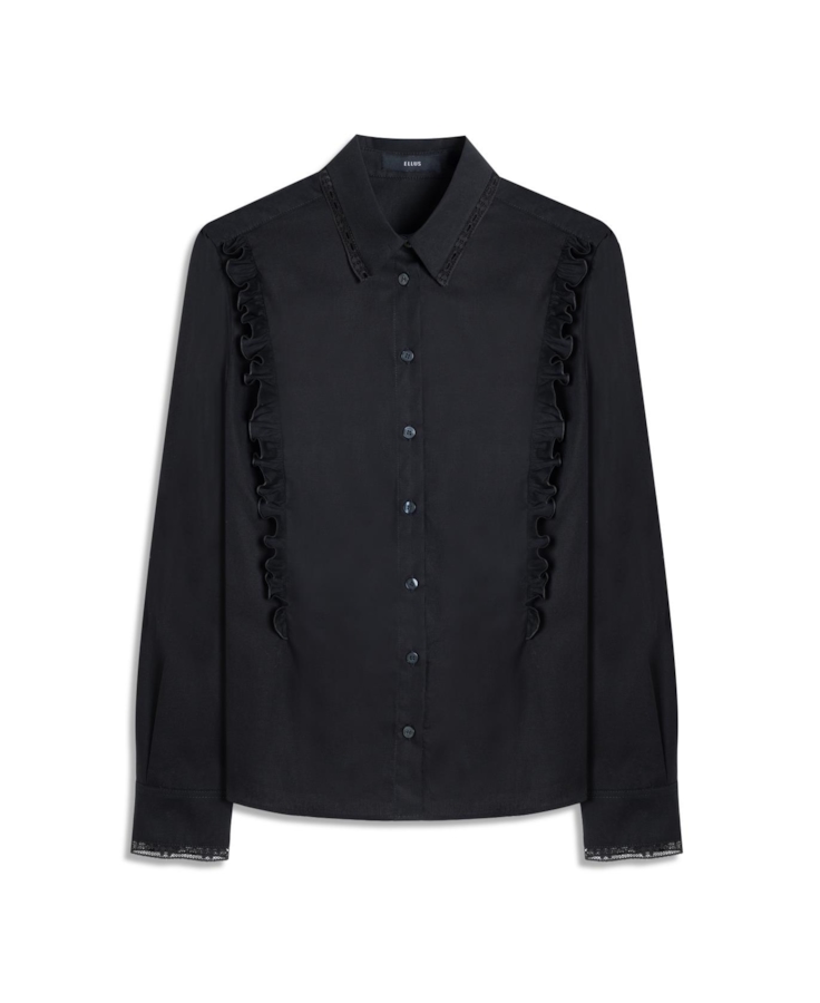 Galles Ruffled Shoulders Slim Preto