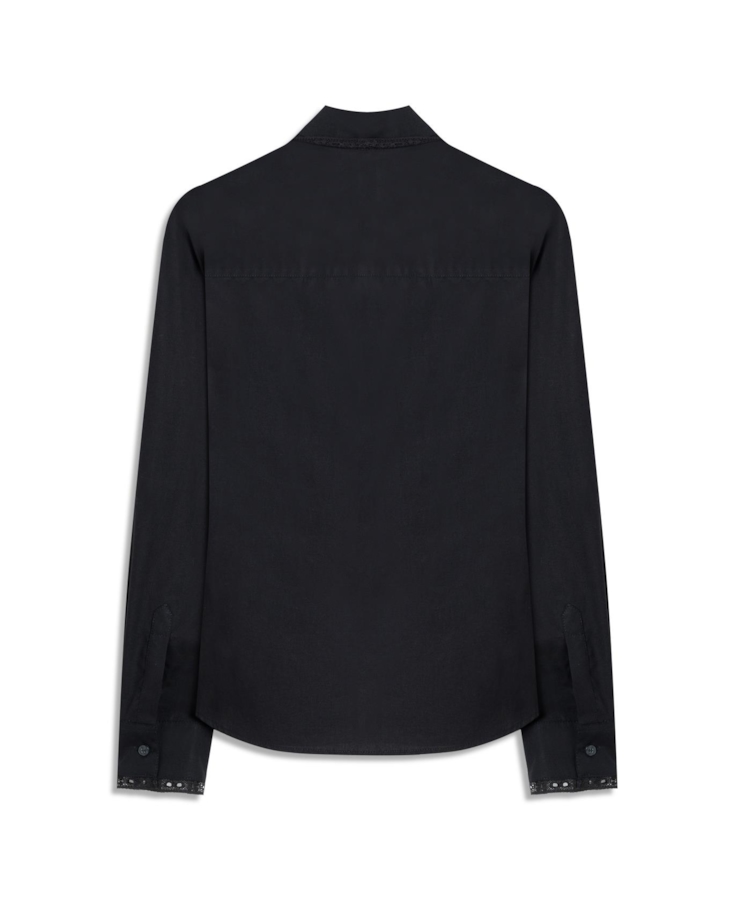 Galles Ruffled Shoulders Slim Preto